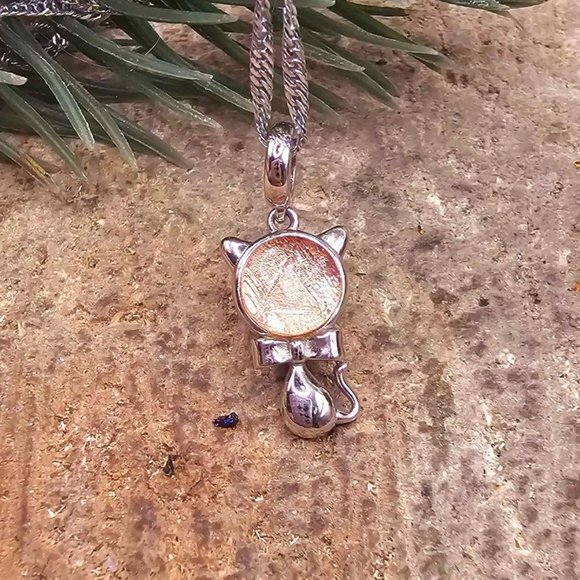 Genuine Nature Meteorite Cat 925 Stamped Pendant Necklace - Picture 6 of 10